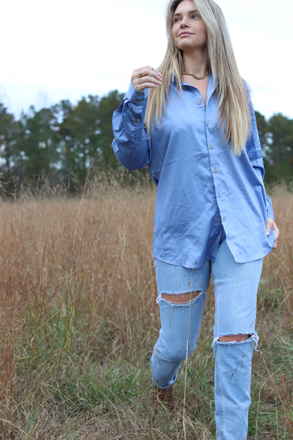 The Boyfriend Shirt - Sky