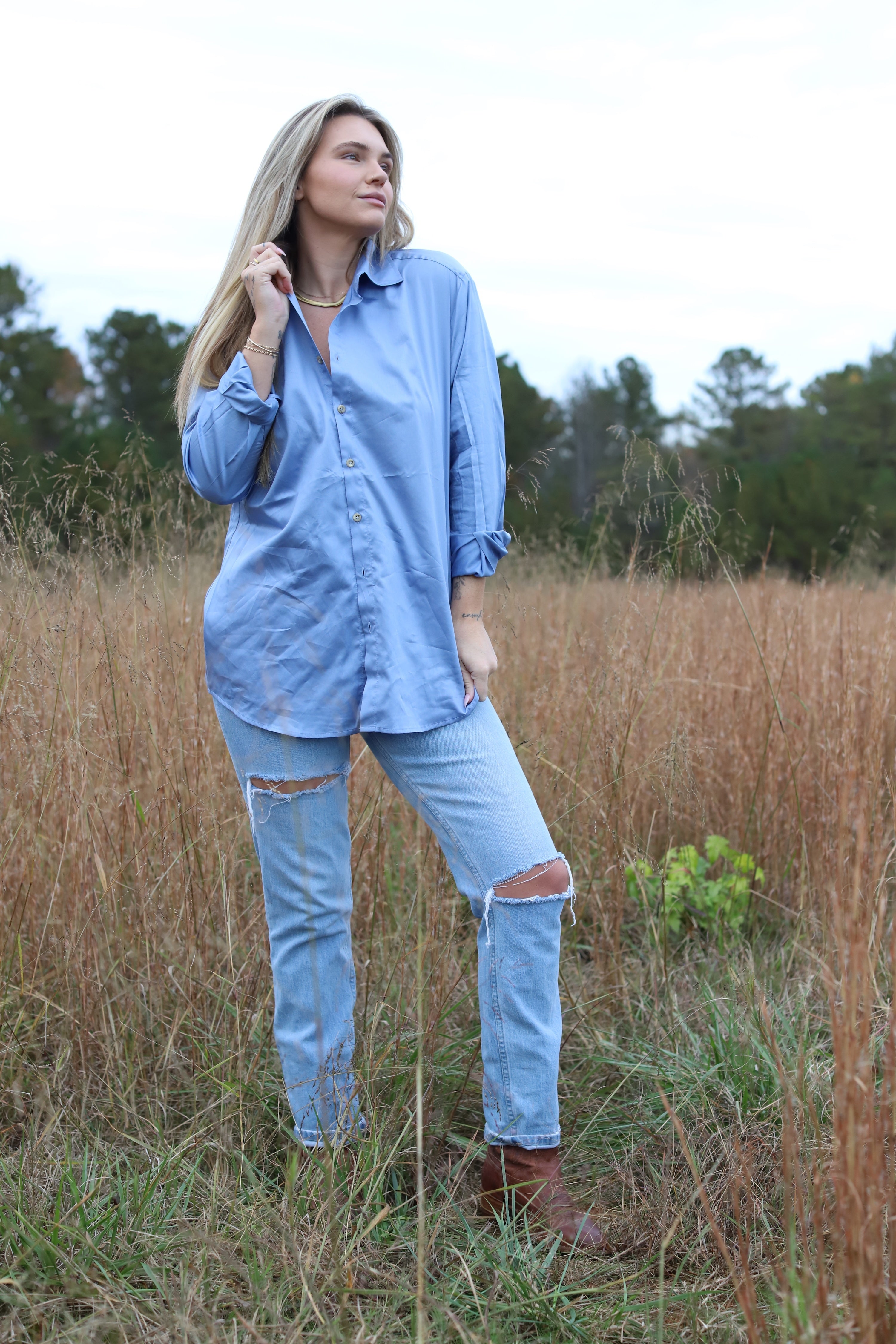 The Boyfriend Shirt - Sky