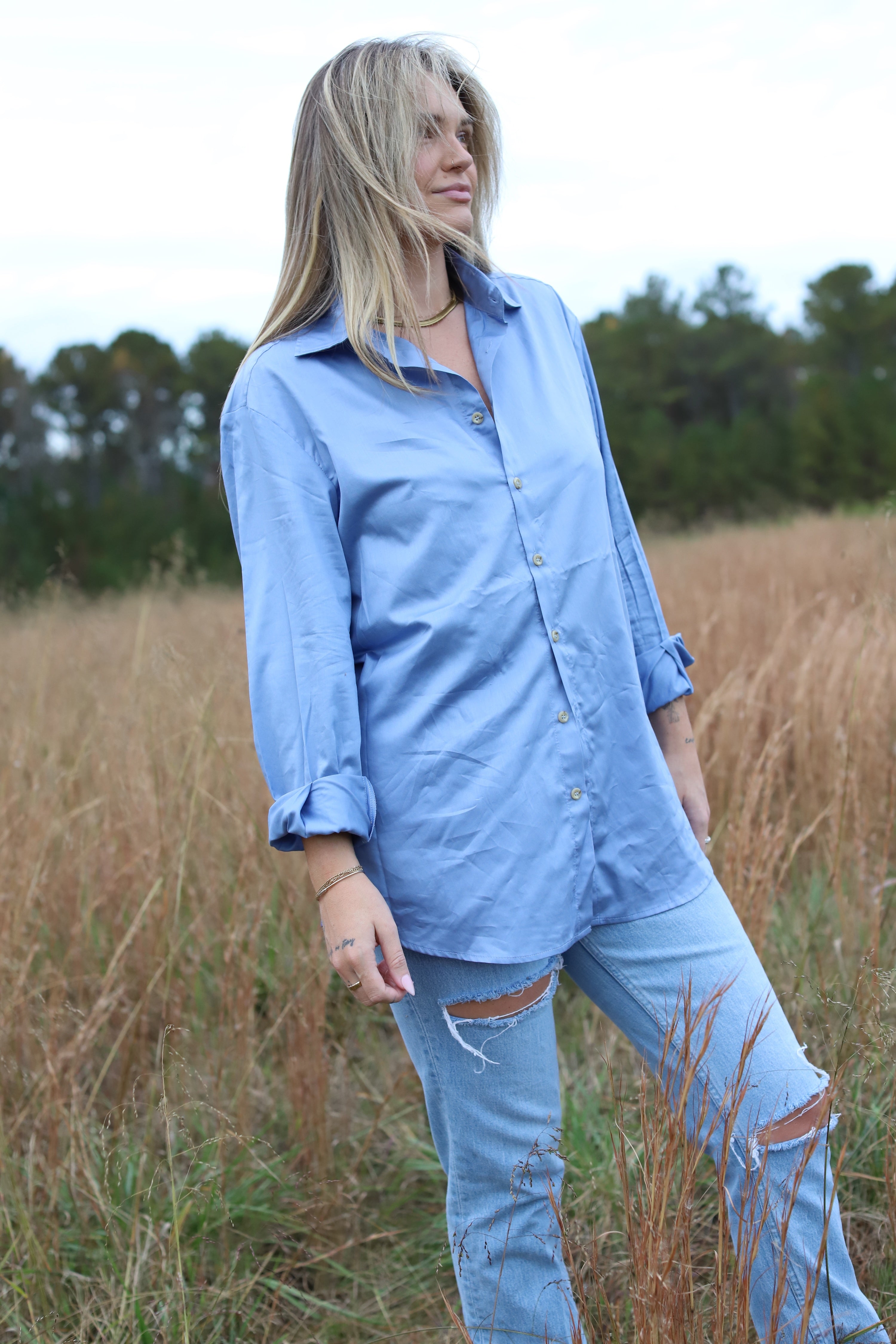 The Boyfriend Shirt - Sky